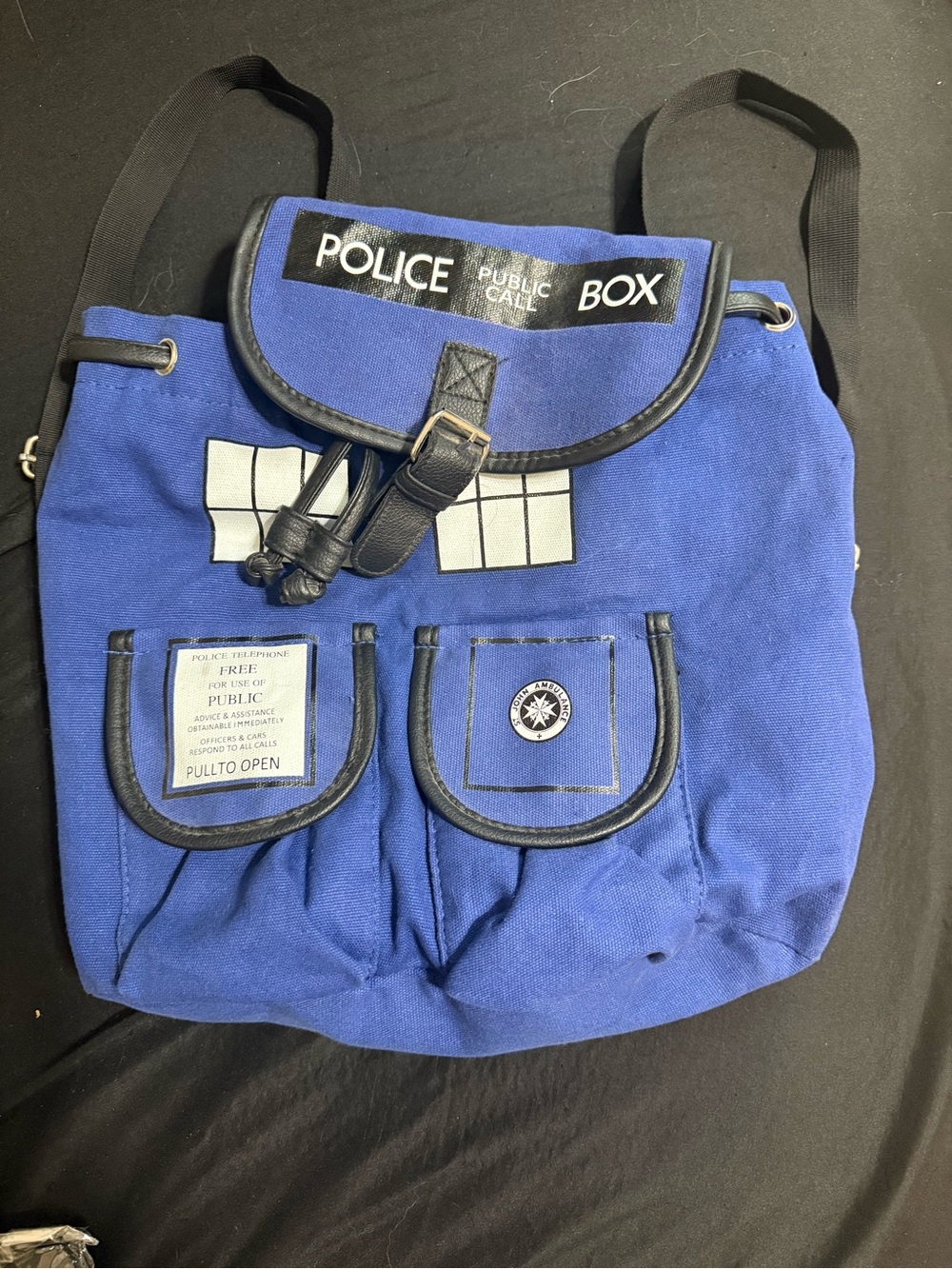 Blue 'Police Box' Canvas Drawstring Backpack - Unbranded